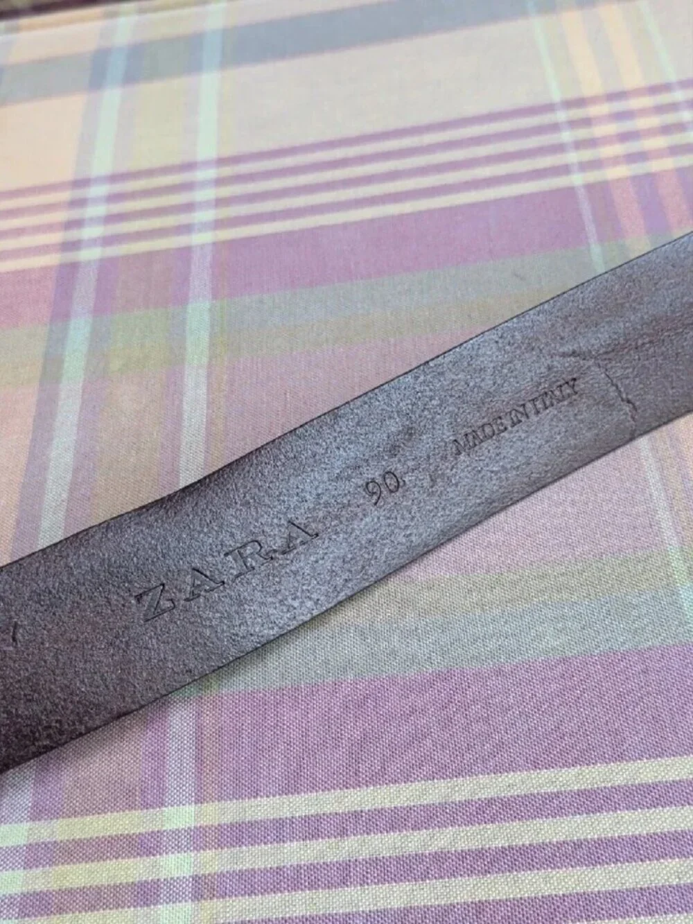 Zara Distressed Embossed Leather Belt